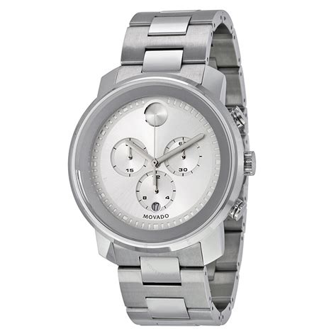 movado bold silver stainless steel men's watch open box|movado bold black chronograph watch.